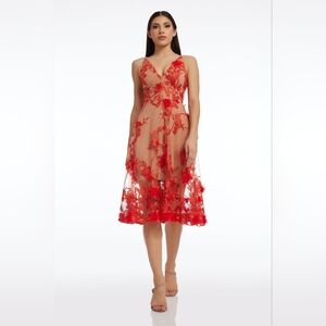 Dress The Population Audrey Dress Poppy/Nude Fit And Flare XXL Plus